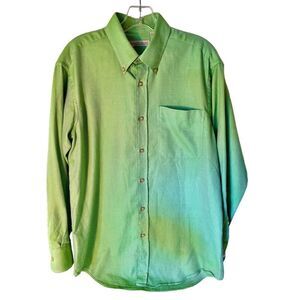James Tattersall Green Jacquard Button Front Long Sleeve Shirt Size Medium